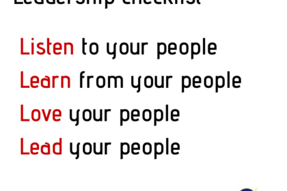 Leadership checklist – Listen to your people Learn from your people Lead your people